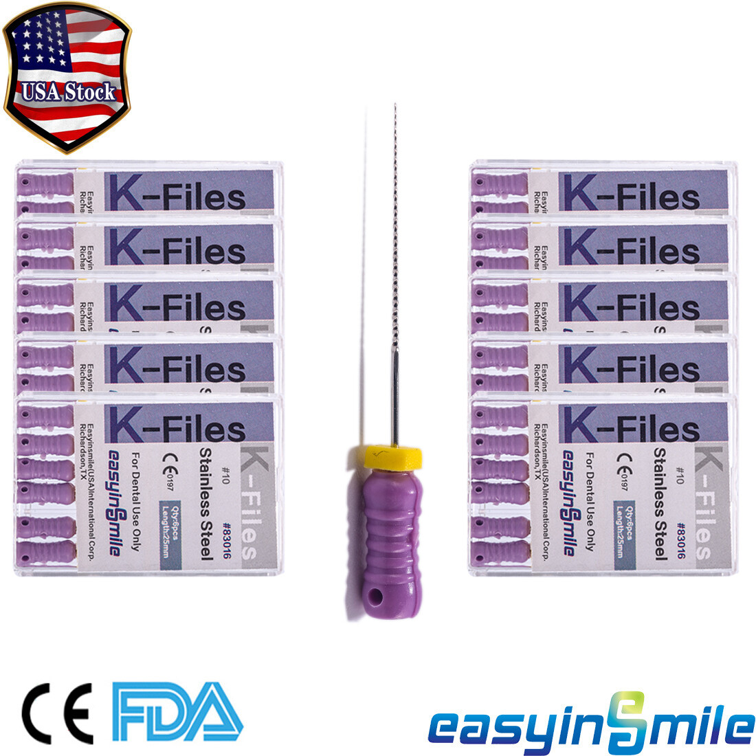10Pks Dental K Files Endodontic Endo K-Files Root Canal #10 Hand Stainless Steel