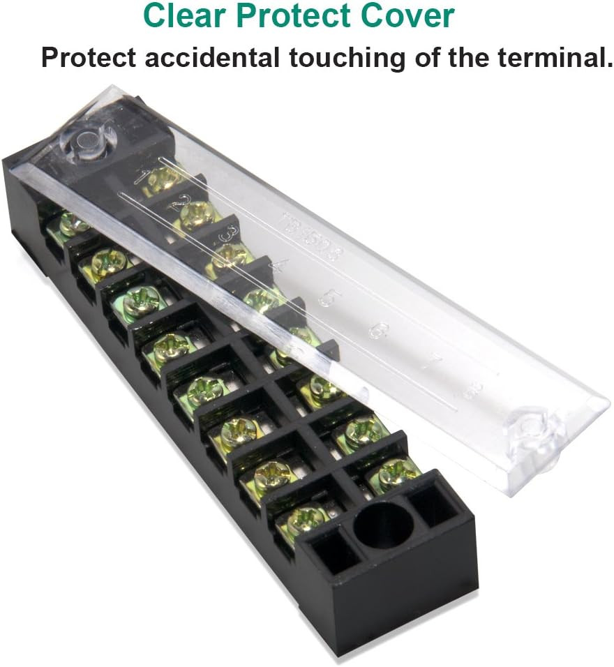 Terminal Block and Strip – 12Pcs 8 Positions Dual Row 600V 15A Screw Terminal