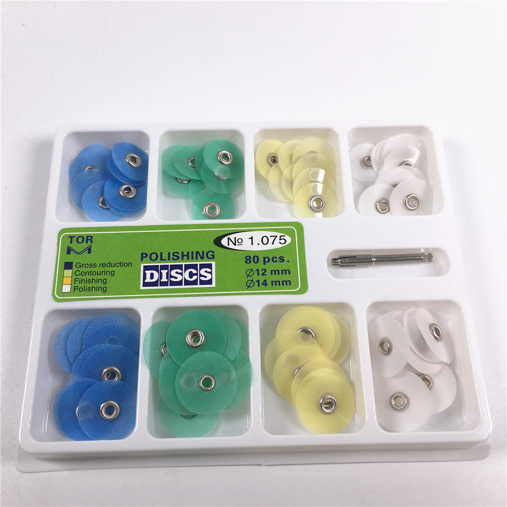 80pcs Dental Polishing Polishing Discs Universal Kit Disc Mandrel TOR No. 1.075