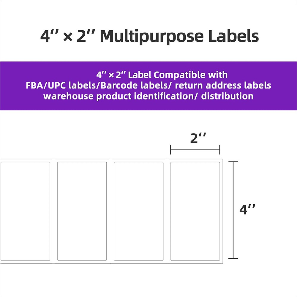 4″ x 2″ Direct Thermal White Adhesive Labels 1″ Core For Zebra Rollo Printer US