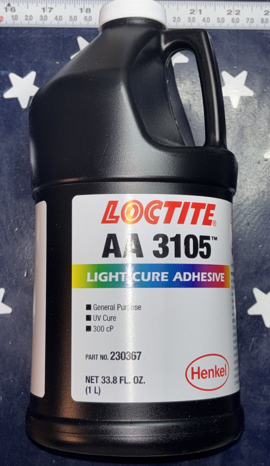 LOCTITE AA 3105 LITER Light Cure Adhesive (33.8 FL OZ) P/N: 230367 ONE BOTTLE