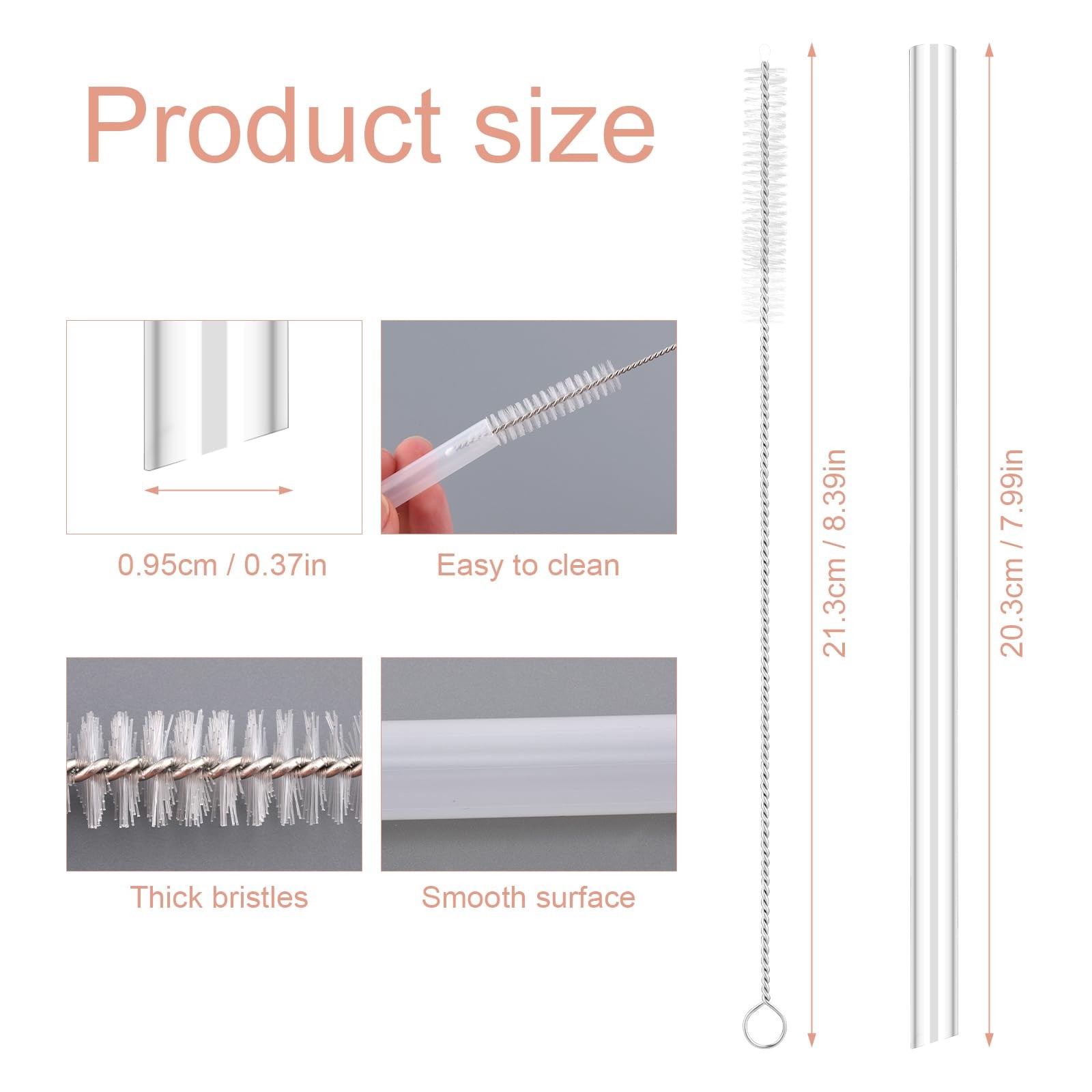 6pcs Replacement Straw Compatible with 30oz, as shown in the detailed picture