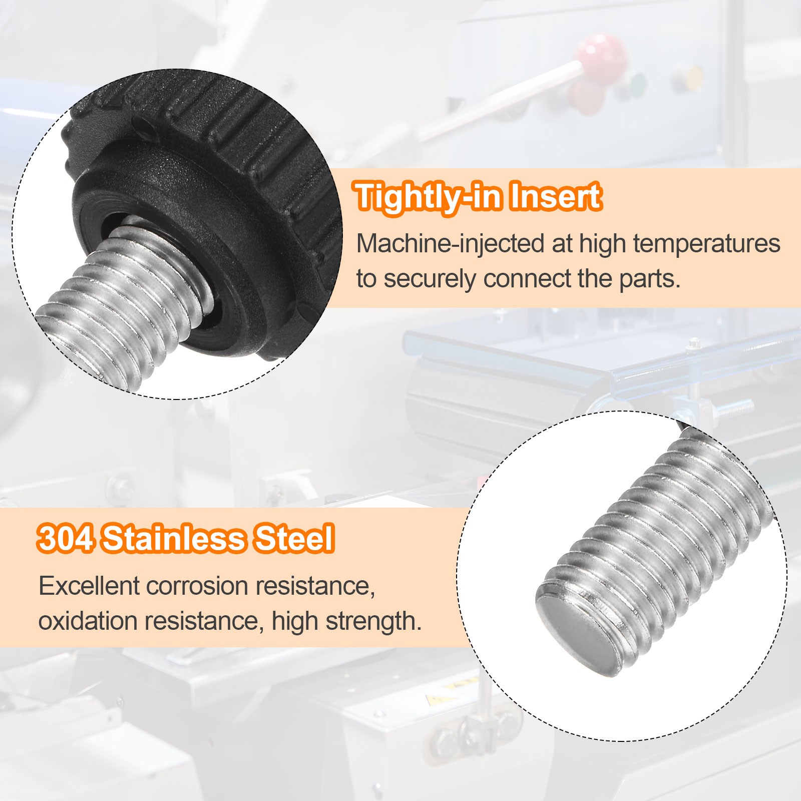6pcs Knurled Clamping Knob Thumb Screws M10 x 20mm Metric Thread 28mm Matte Head