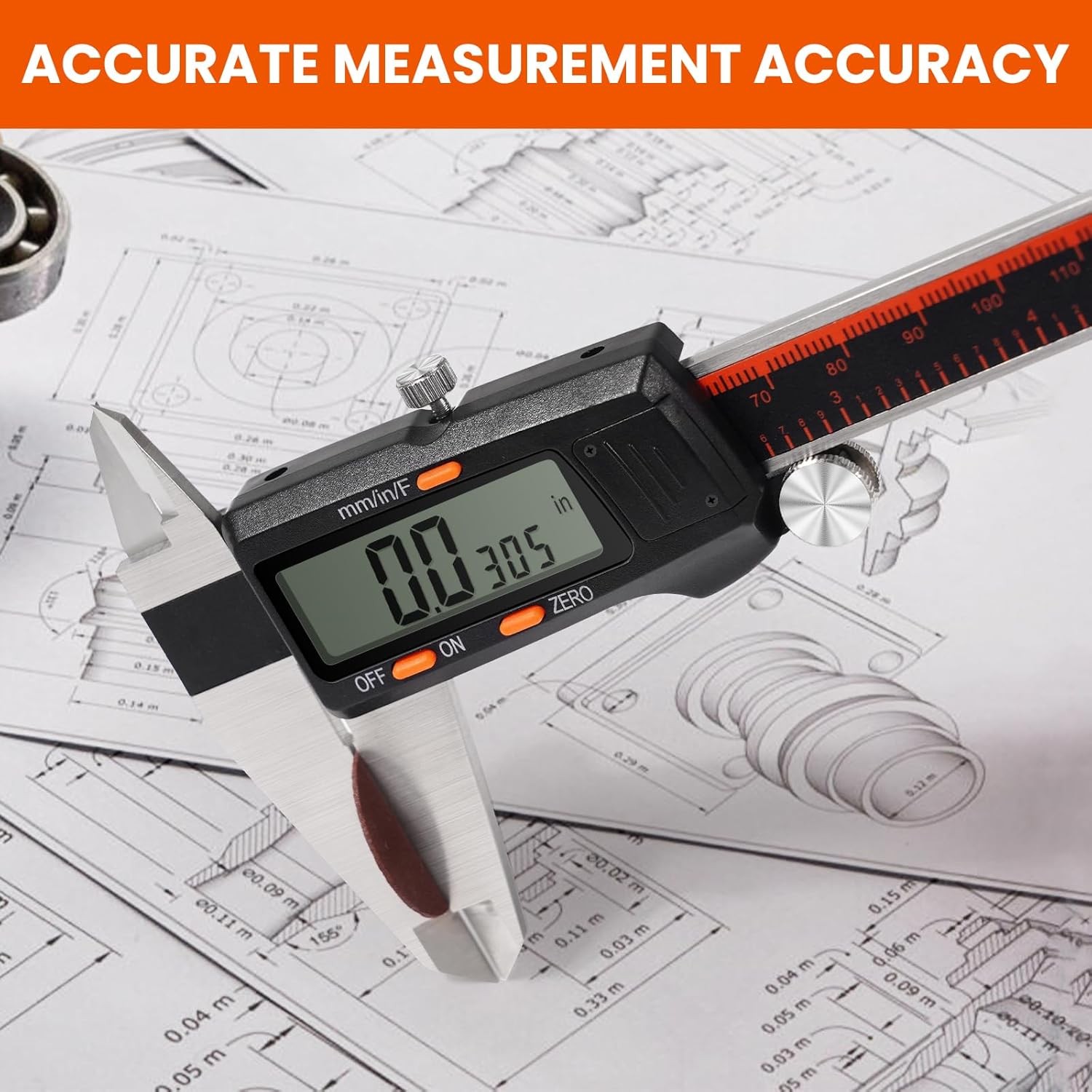 8” Electronic Digital Caliper Extra Large Display 0-8 Inches