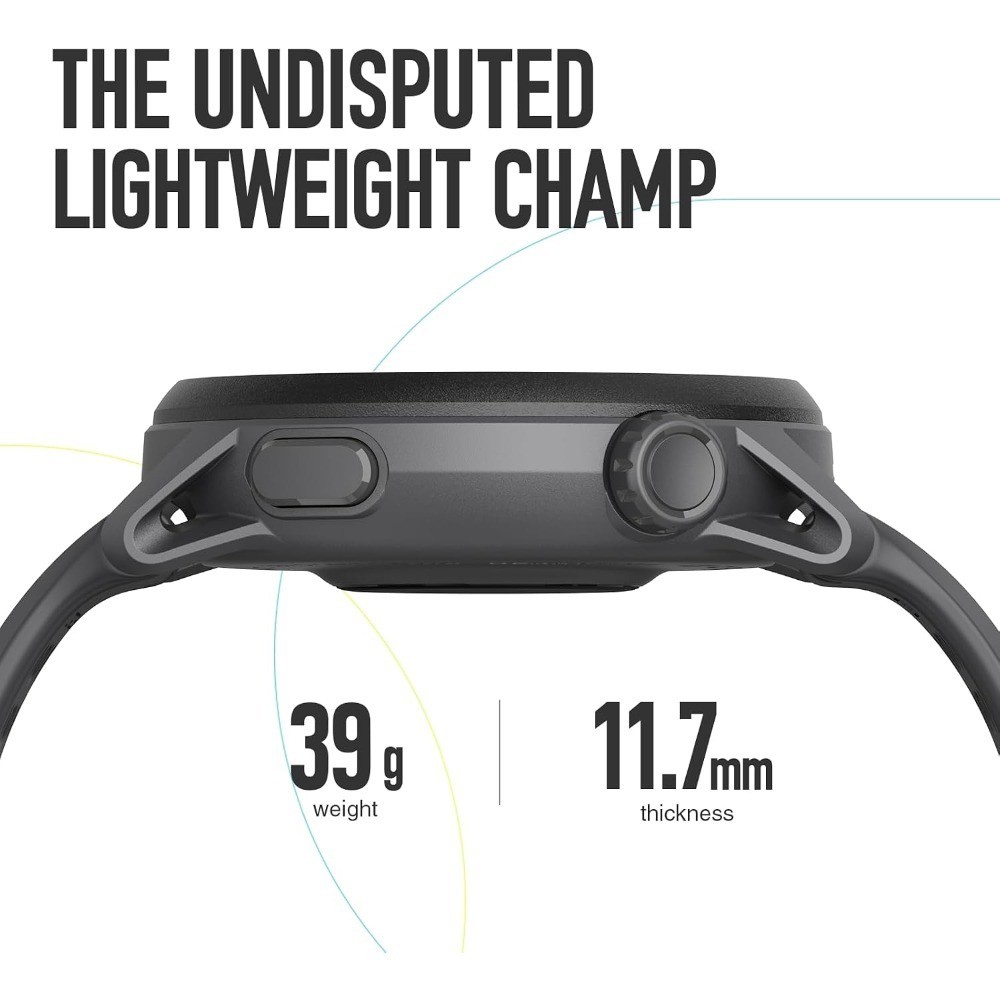 PACE 3 GPS Sport Watch, Lightweight Running Watch- Black Silicone | 17-Day