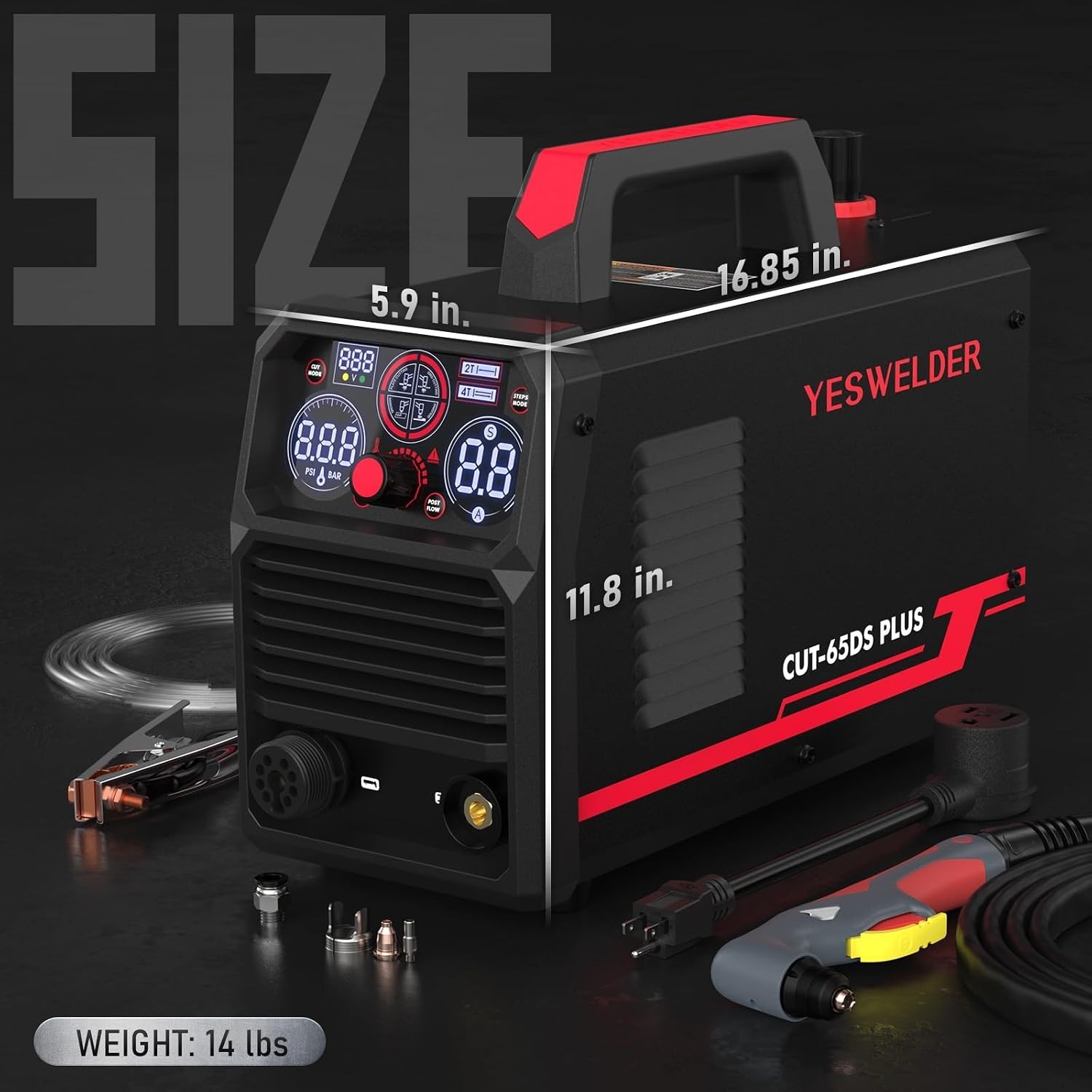 YESWELDER CUT-65DS PLUS Plasma Cutter, 4-in-1 Non-HF Pilot Arc, 110/220V