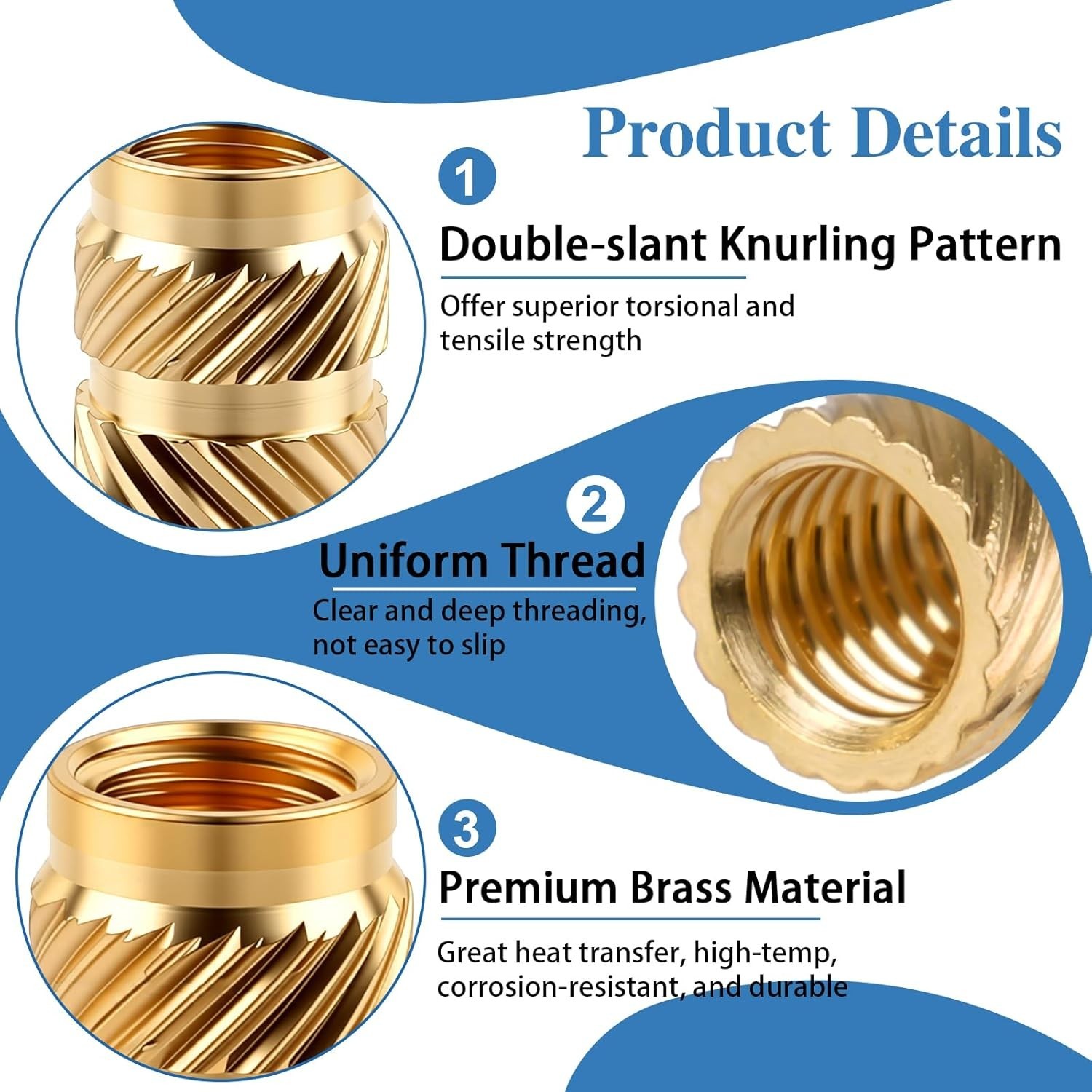 420 Pcs Brass Threaded Inserts for 3D Printing,M2 M2.5 M3 M4 M5 M6-Heat Set Inse