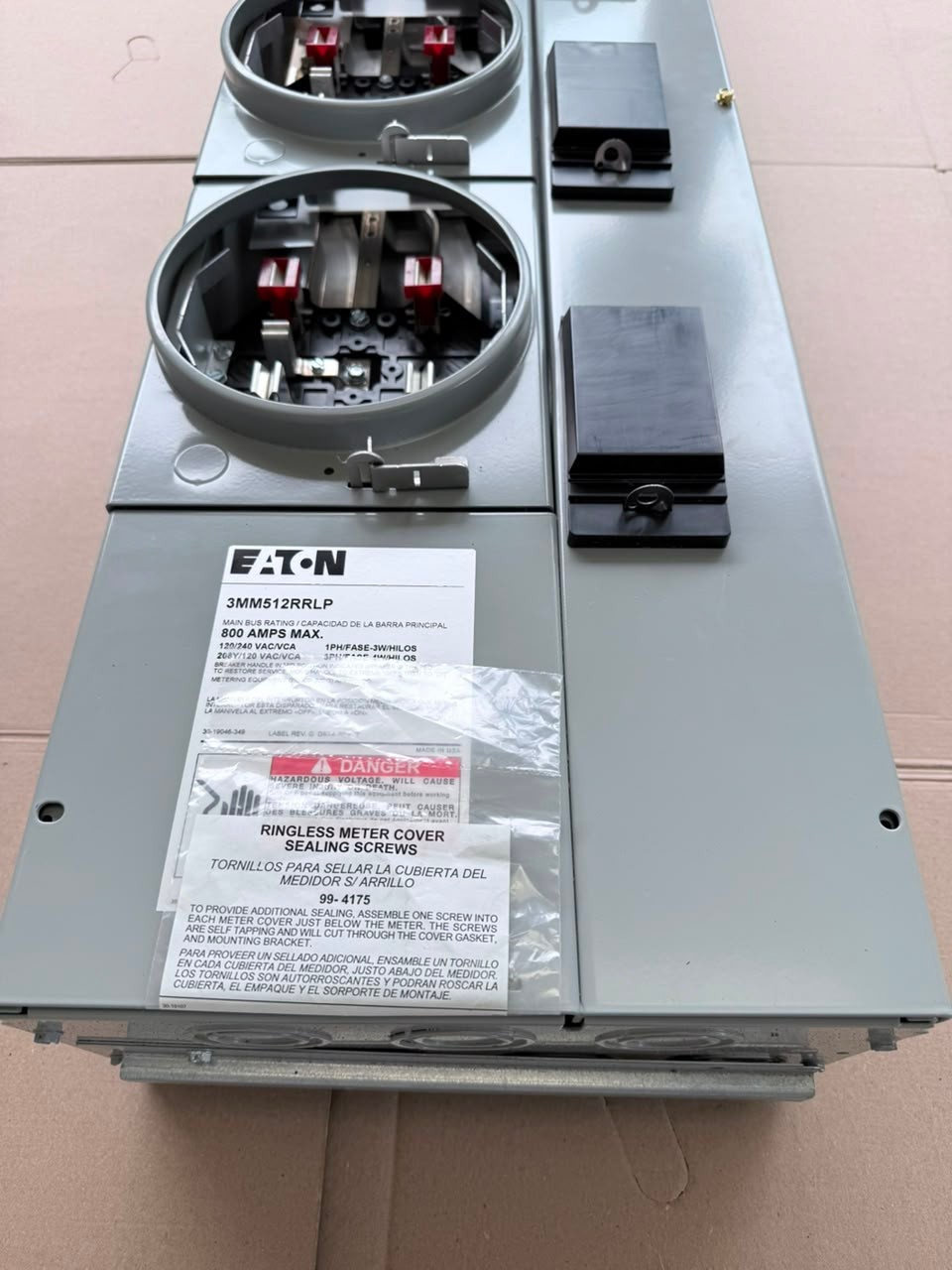 New Eaton 3MM512RRLP Meter Stack 5-Gang 125A Socket 800A , US#