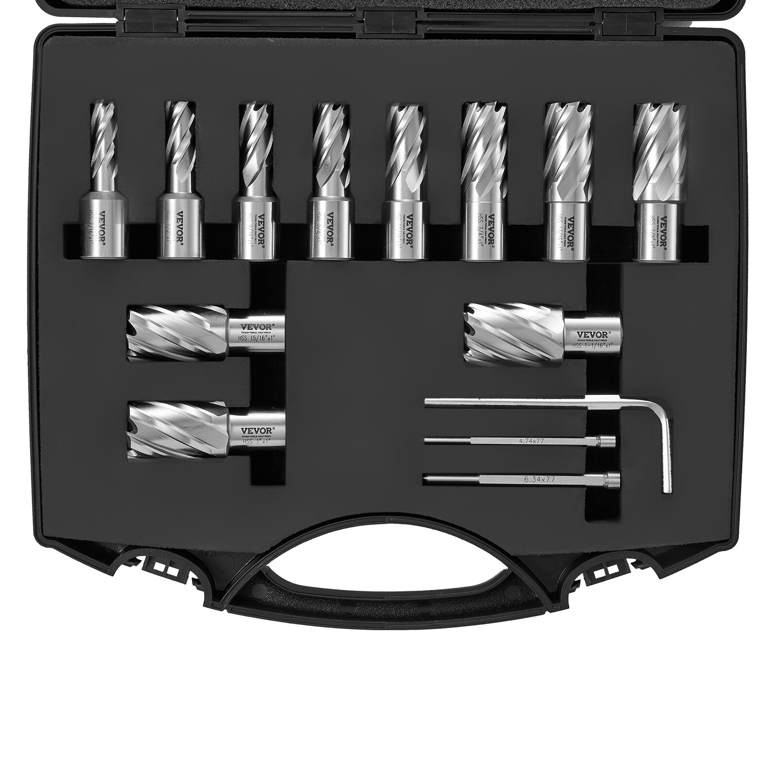 VEVOR Annular Cutter Set HSS Magnetic Drill Bits 13 PCS Weldon Shank 1″ Depth