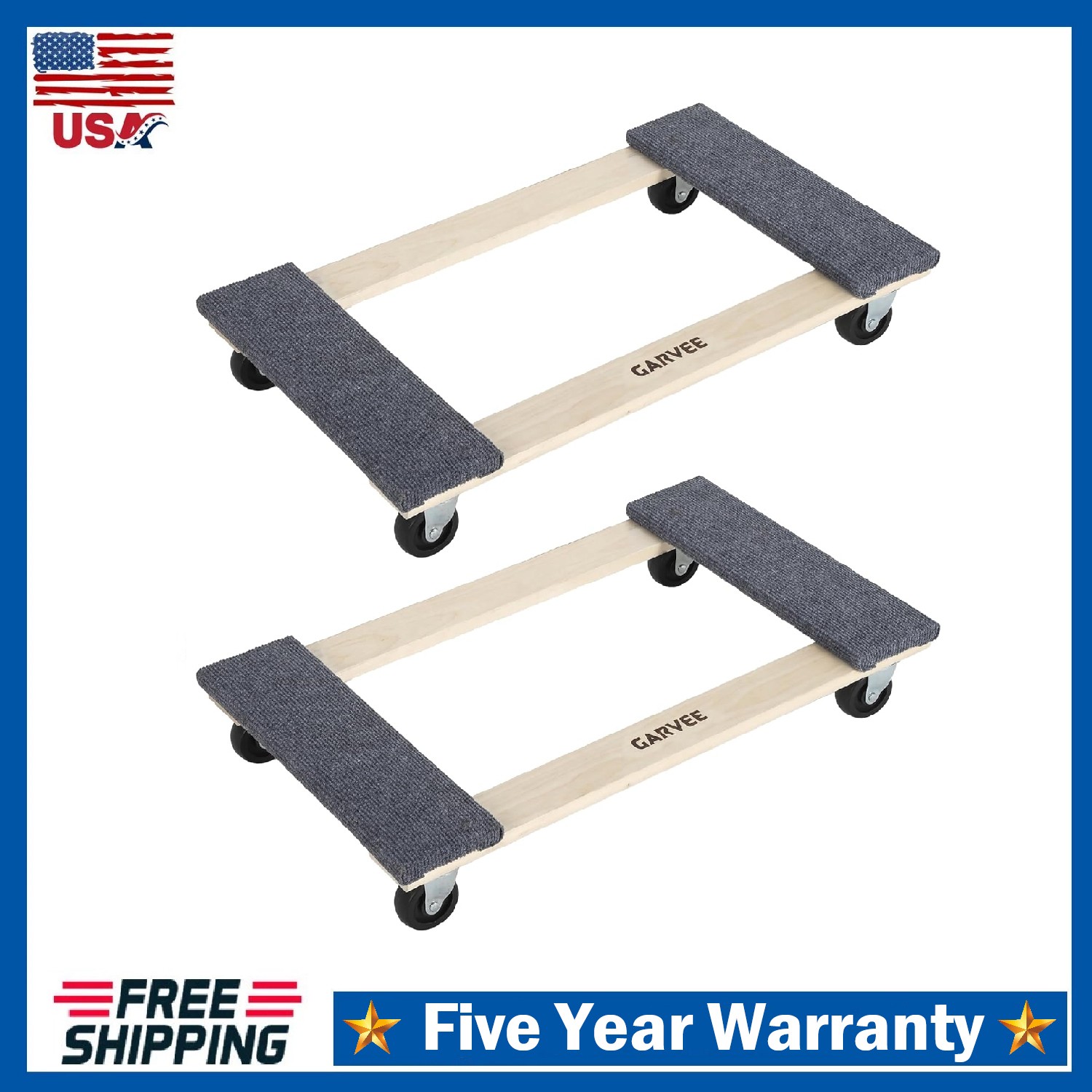 Heavy Duty Furniture Dolly 2-Pack, Moving Dolly with Swivel Wheels 1000 LBS Load