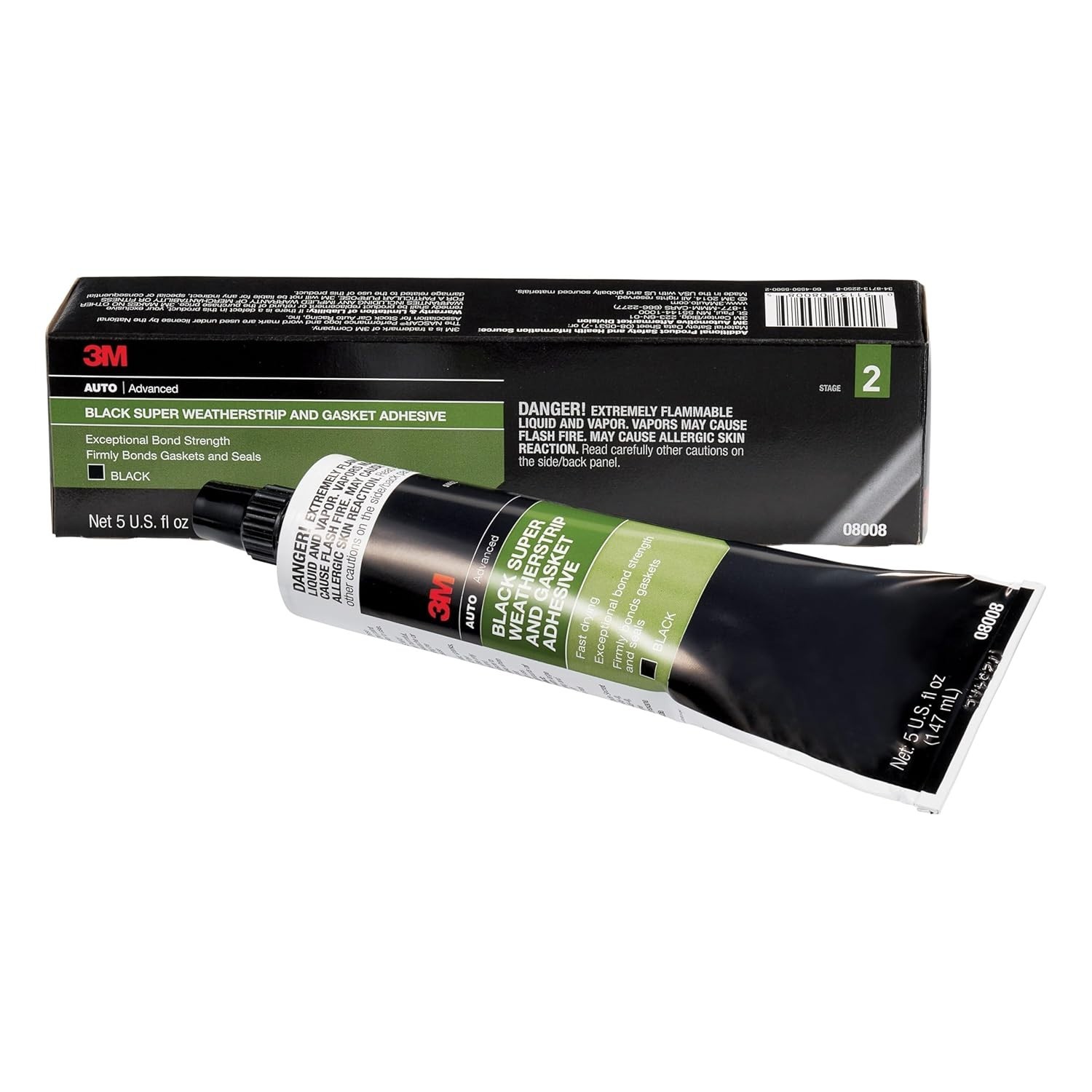 3M Black Super Weatherstrip and Gasket Adhesive, 08008, 5 fl oz, 1 Per Pack