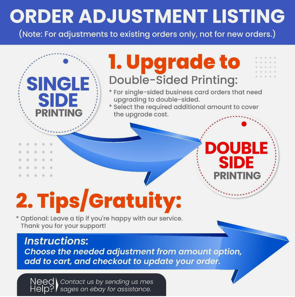 Only for existing orders, not applicable to new orders
