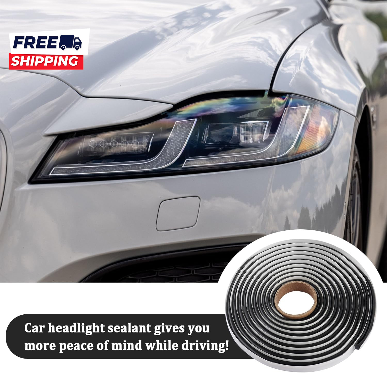 13Ft Car Headlight Sealant Butyl Tape Waterproof Sealant Caulking Tape Avoids