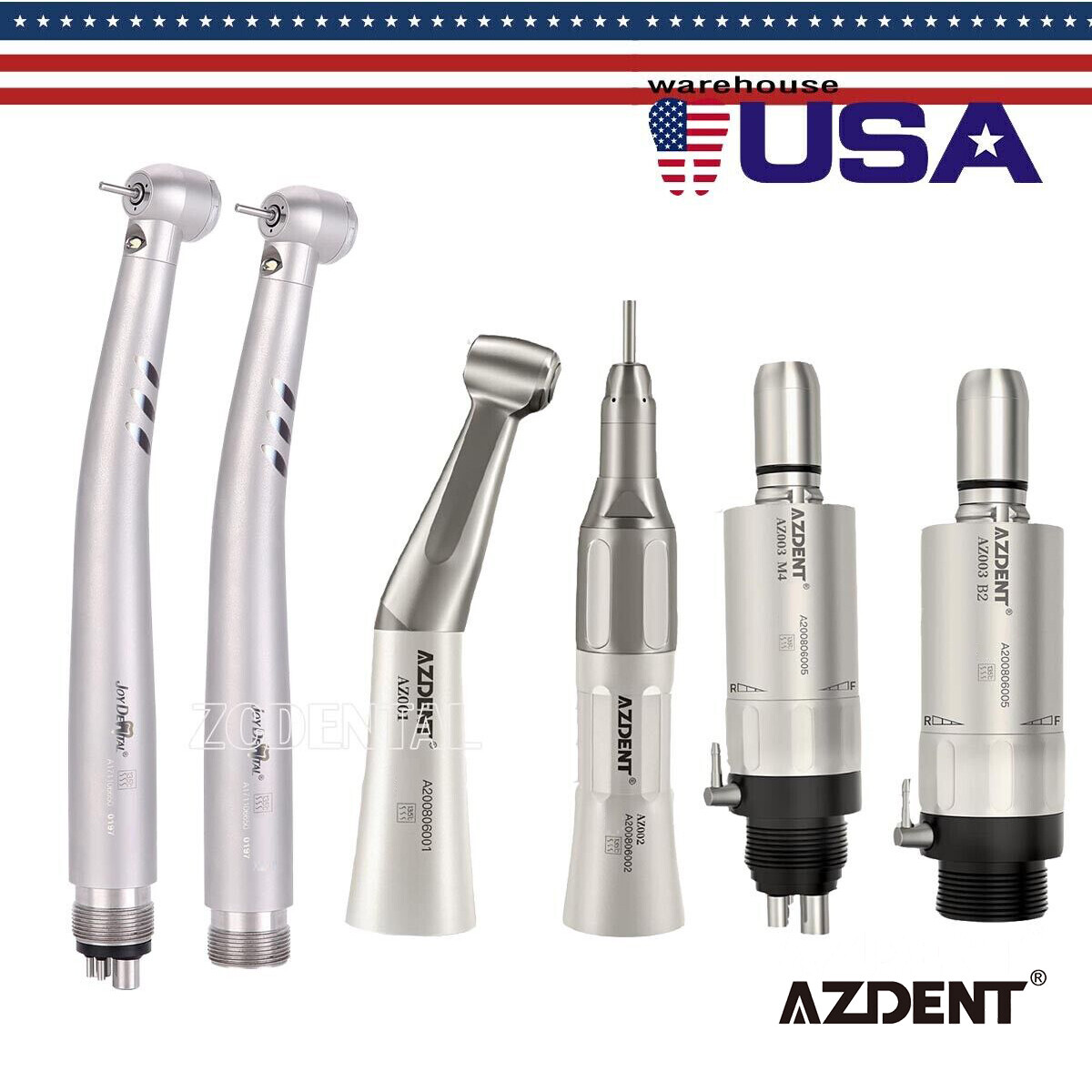 Kit de pieza de mano turbina fibra óptico dental LED de alta y baja velocidad