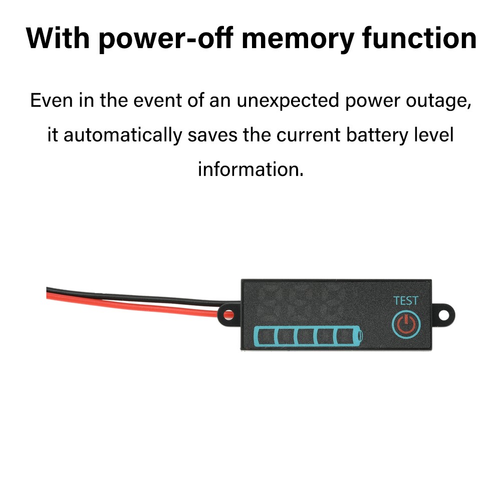 LED Voltage Acid/Li-ion Battery Level Indicator Display Panel w/Power-Off Memory