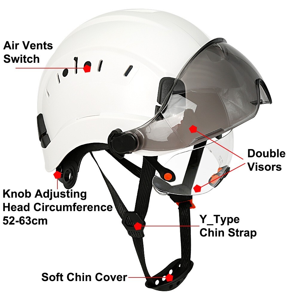 Construction Safety Helmet With Visor Built In Goggles Hard Hat ANSI Work Cap