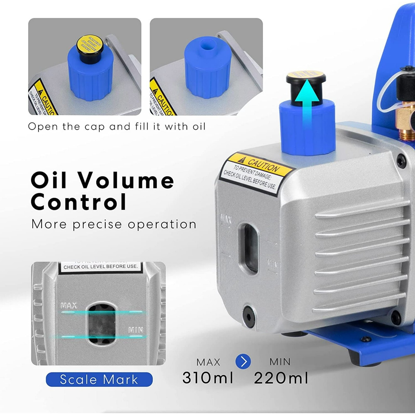 110V 1/4 HP 3.5 CFM Single Stage Rotary Vane Air Vacuum Pump w/ Oil Bottle ETL