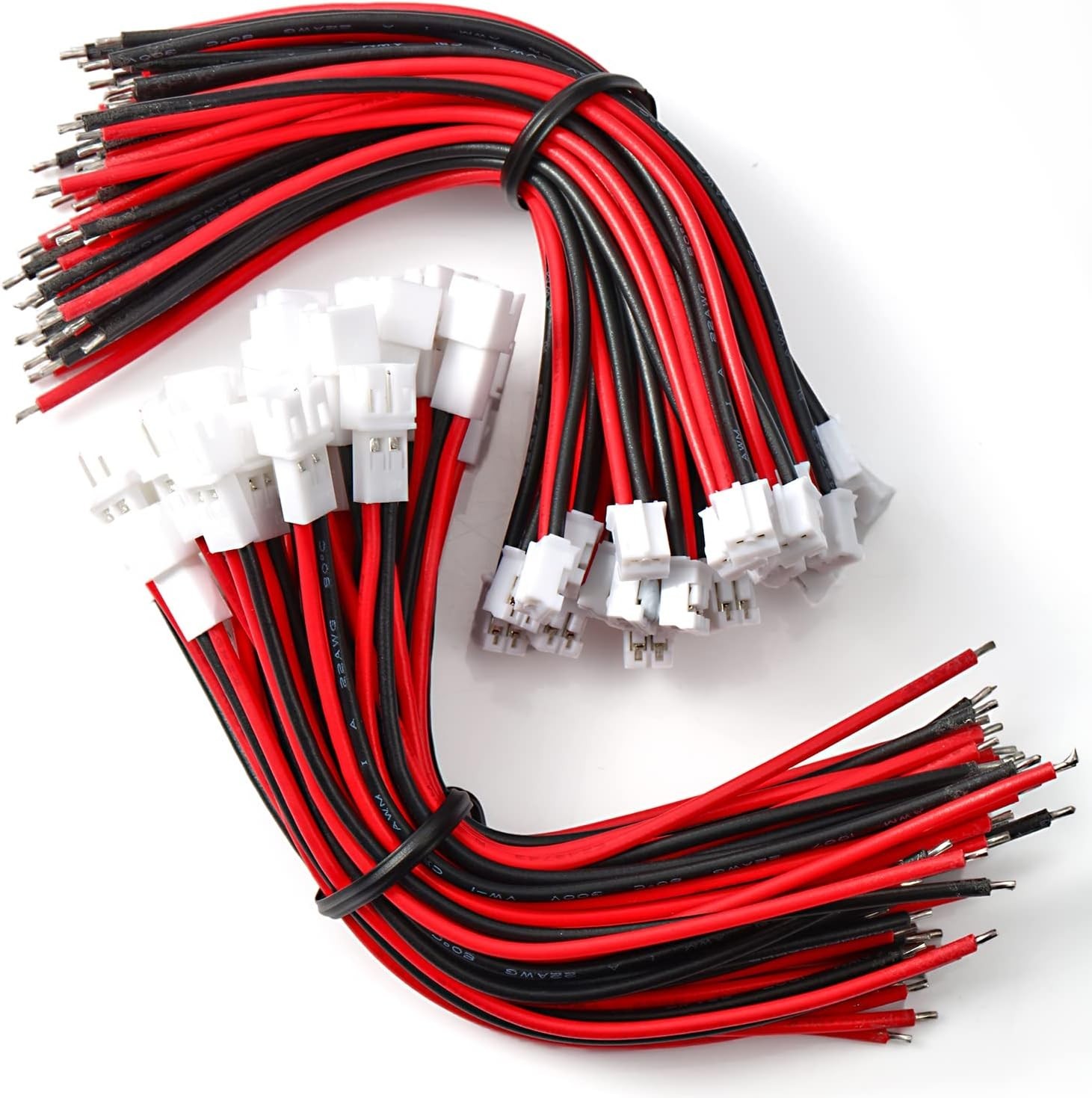 30 Pairs Jst PH 2.0 mm 22AWG 2Pin Pitch Plug Connector for UL1007 Tinned Copper