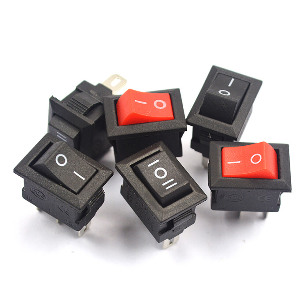 2/3 Pin ON-OFF Small Rectangular Rocker Switch SPST Black White Red 10mm × 15mm