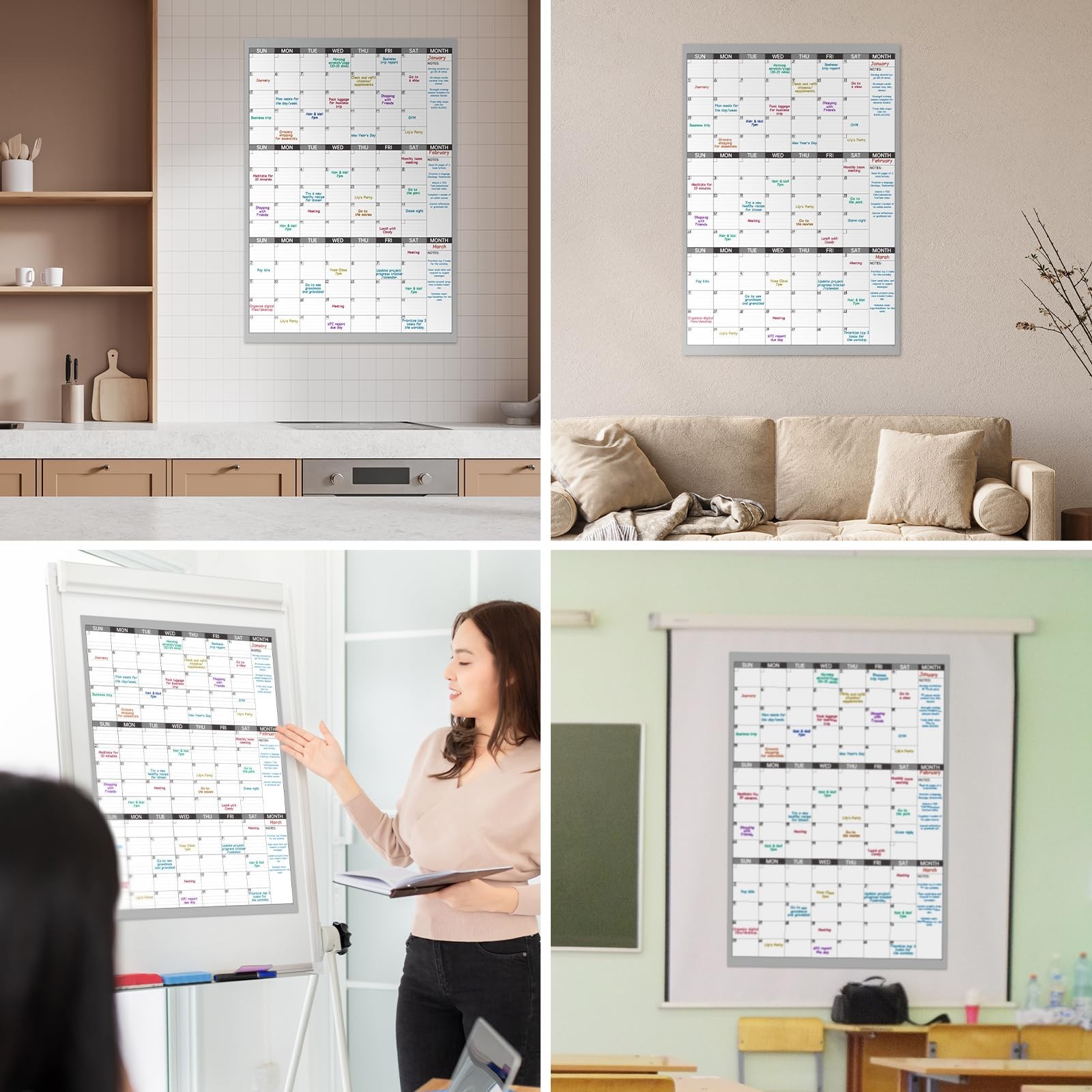 Large Dry Erase Calendar for Wall – Undated 3 Month Wall Calendar, 28″ x 40″(…