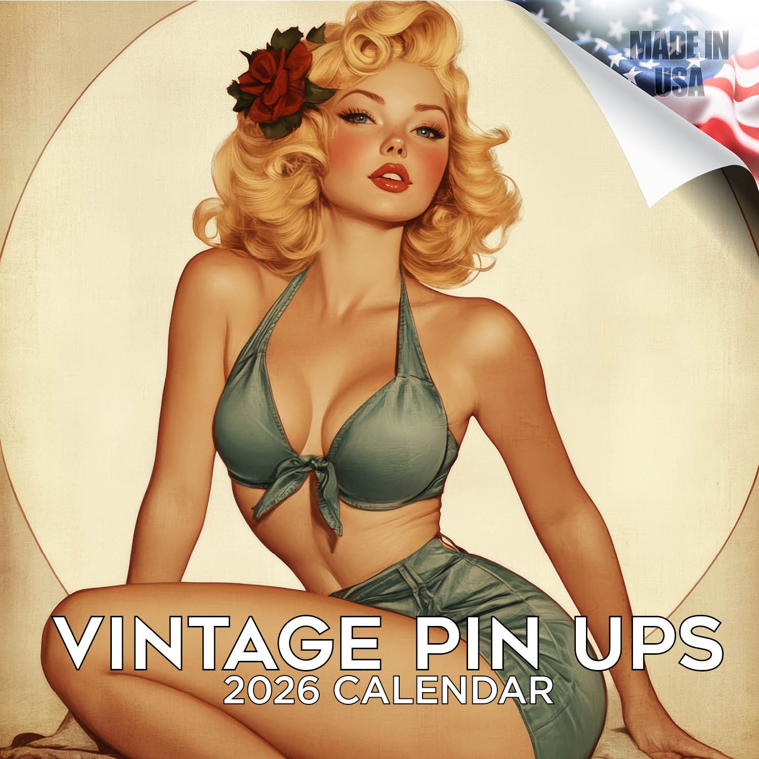 Vintage Pin Ups Wall Calendar 2026 FULL SIZE 12×24 Made in USA