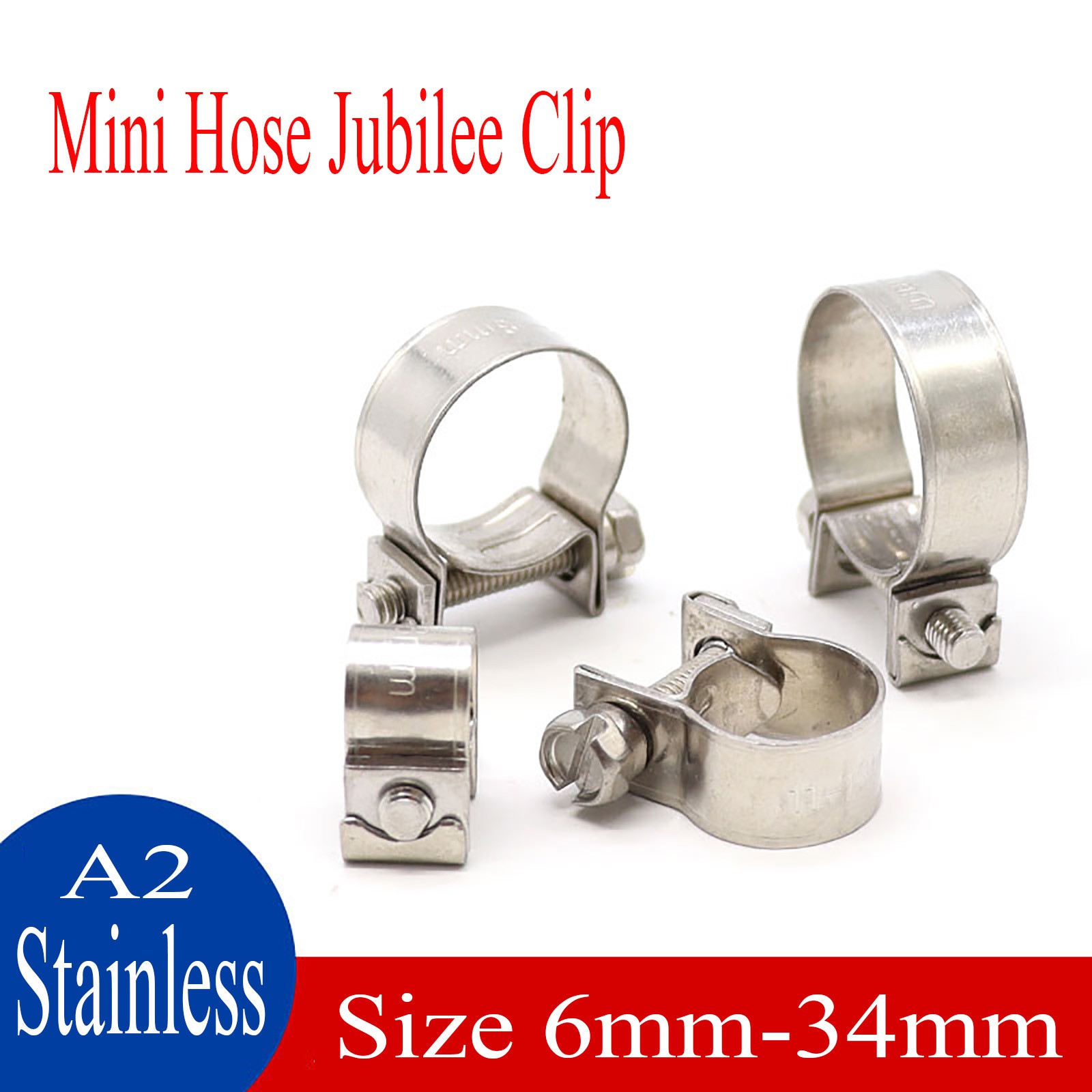 Mini Hose Jubilee Clip Clamp Fuel Line Petrol Pipe Clamps Clips Stainless Steel