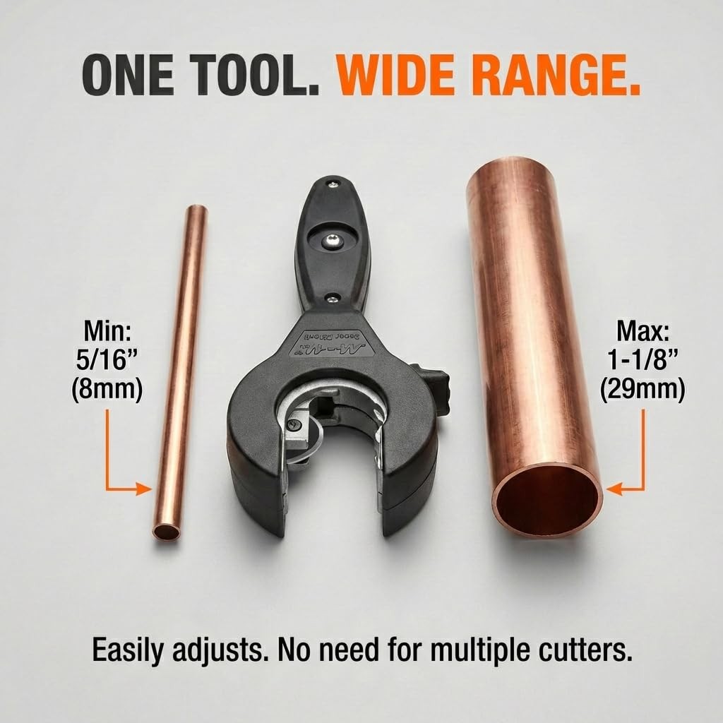 Ratcheting Pipe Cutter 2in1 Tube Cutter Copper Metal PVC Plastic 5/16 to 1 1/8