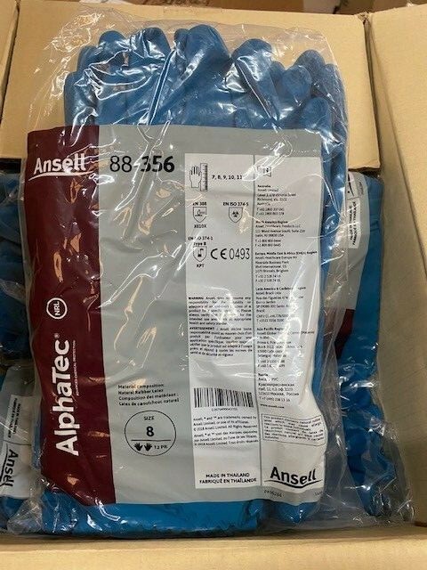 Ansell AlphaTec Blue 88-356 Latex Gloves Size 8 Select 12 pair or 144 pair