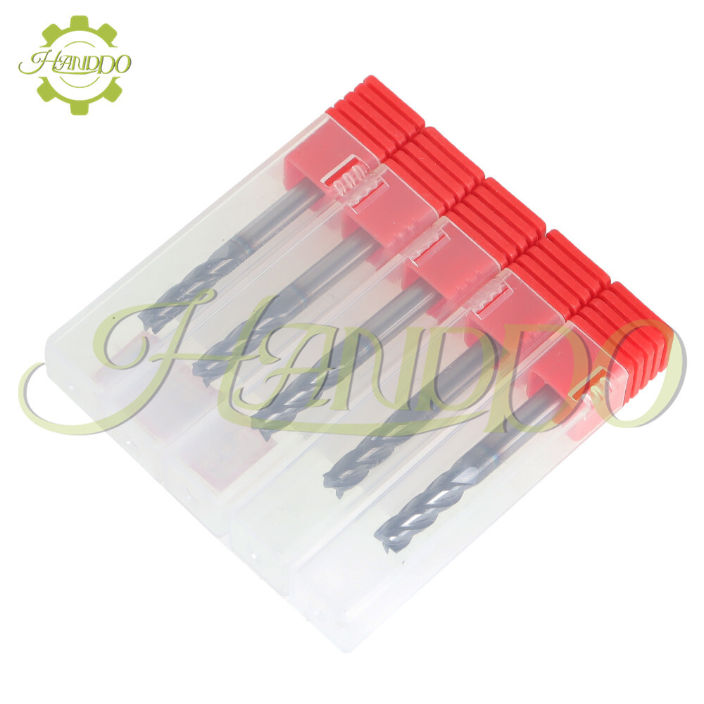 5 Pcs 3/16″ 4 Flute 2″ Overall Length Regular Carbide End Mill – TiALN COATED