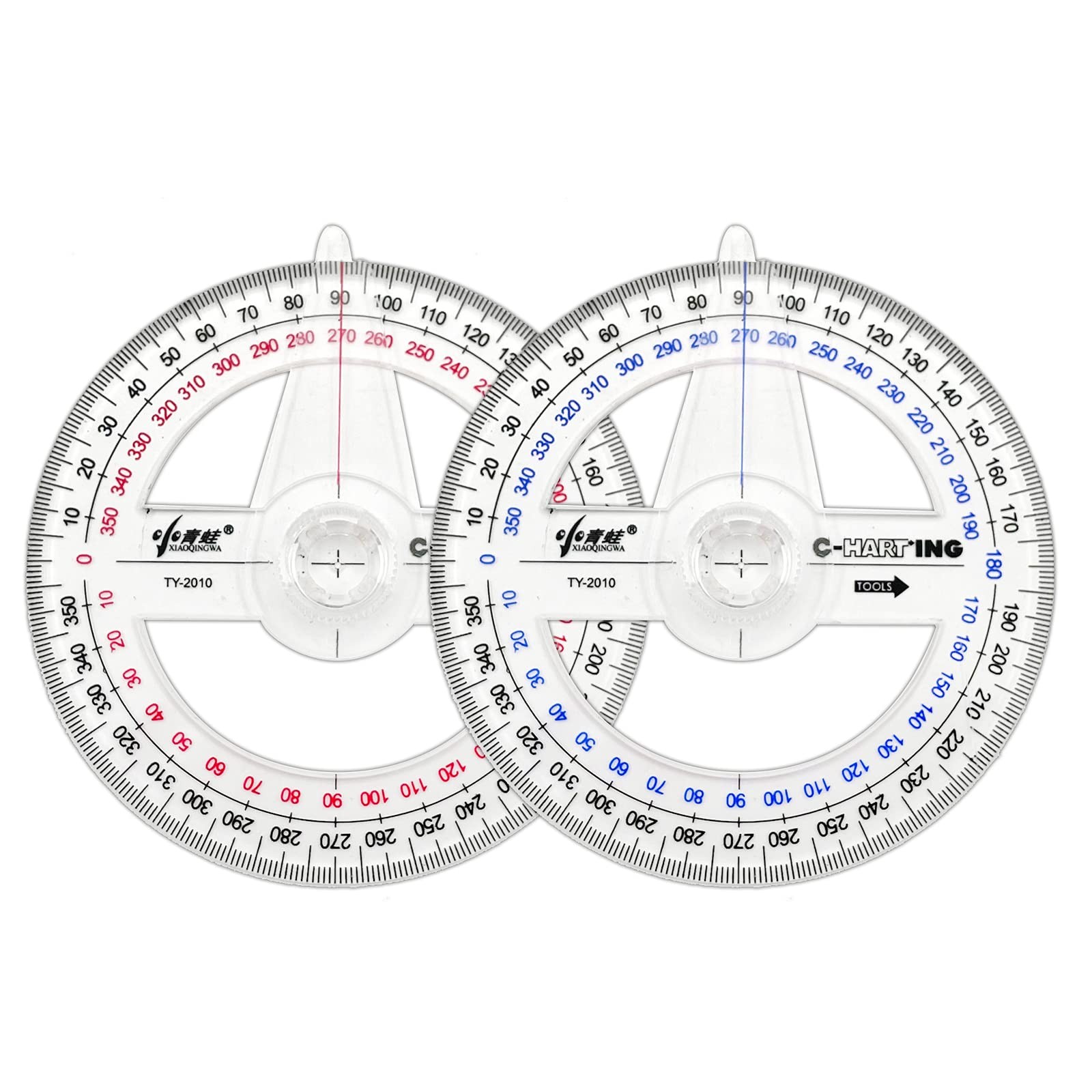 360° Protractor Pack of 2 Protactors Plastic Protractor Math Protractors Clea…