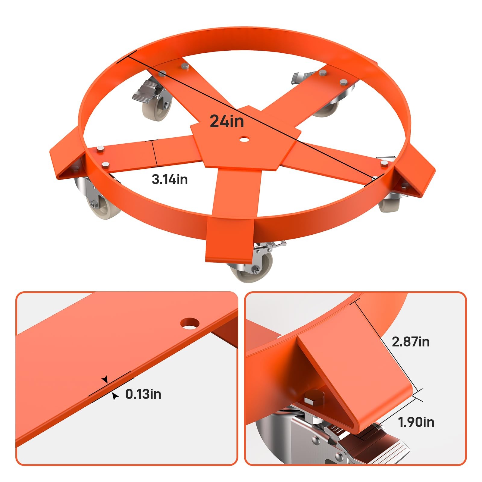 1/2 Pack 55 Gallon Drum Dolly Cart ,Heavy Duty Barrel Dolly Cart w/ Steel Frame