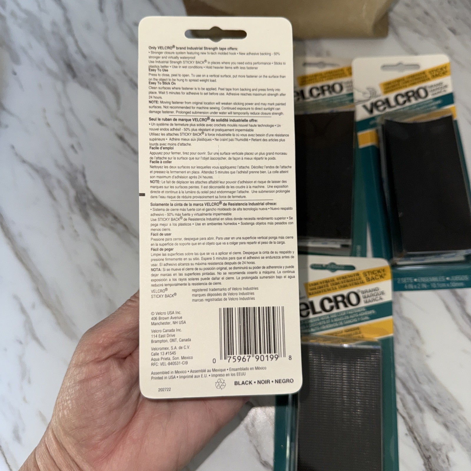 Velcro Industrial Strength Hook & Loop Fastener 4″ L x 2″ W Black 2pk Box Of 5