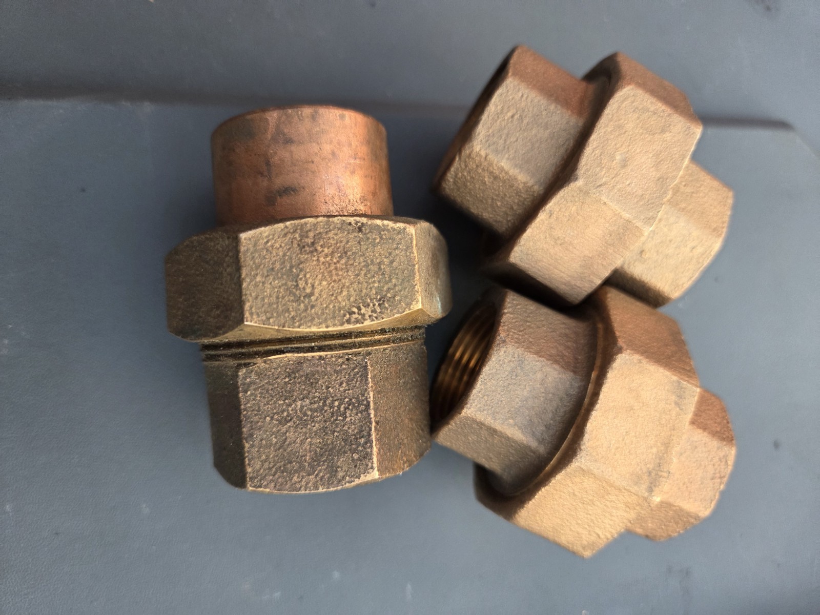 Lot of 3 NIBCO 3/4″ Bronze Pipe Union Fittings 125 Class Lead Free LF