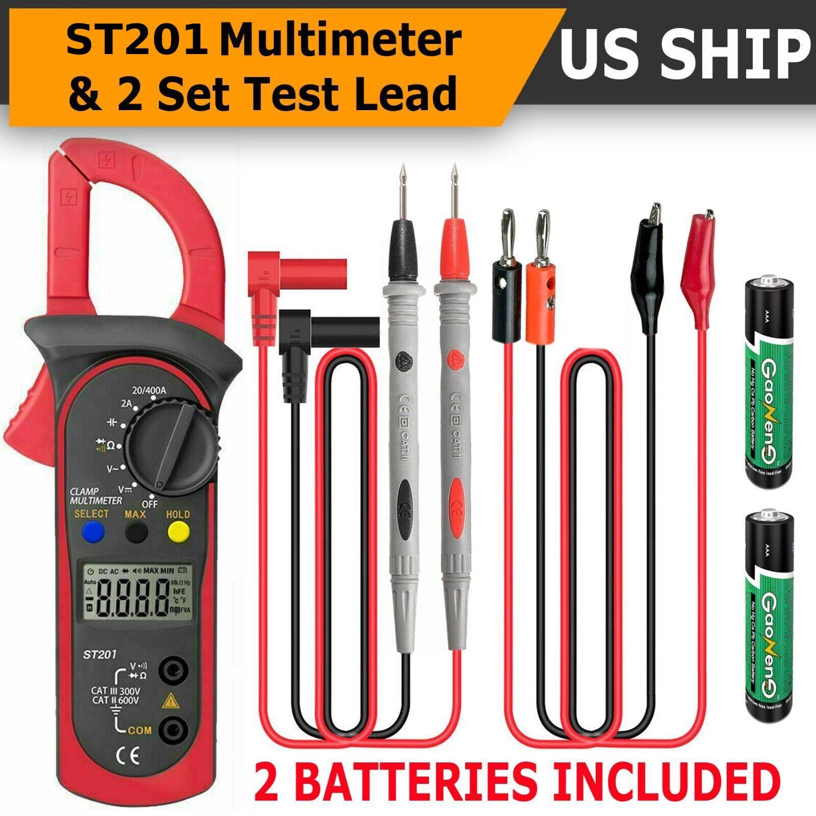 Handheld True RMS Digital Clamp Meter Multimeter AC DC Volt Amp Ohm Cap Tester