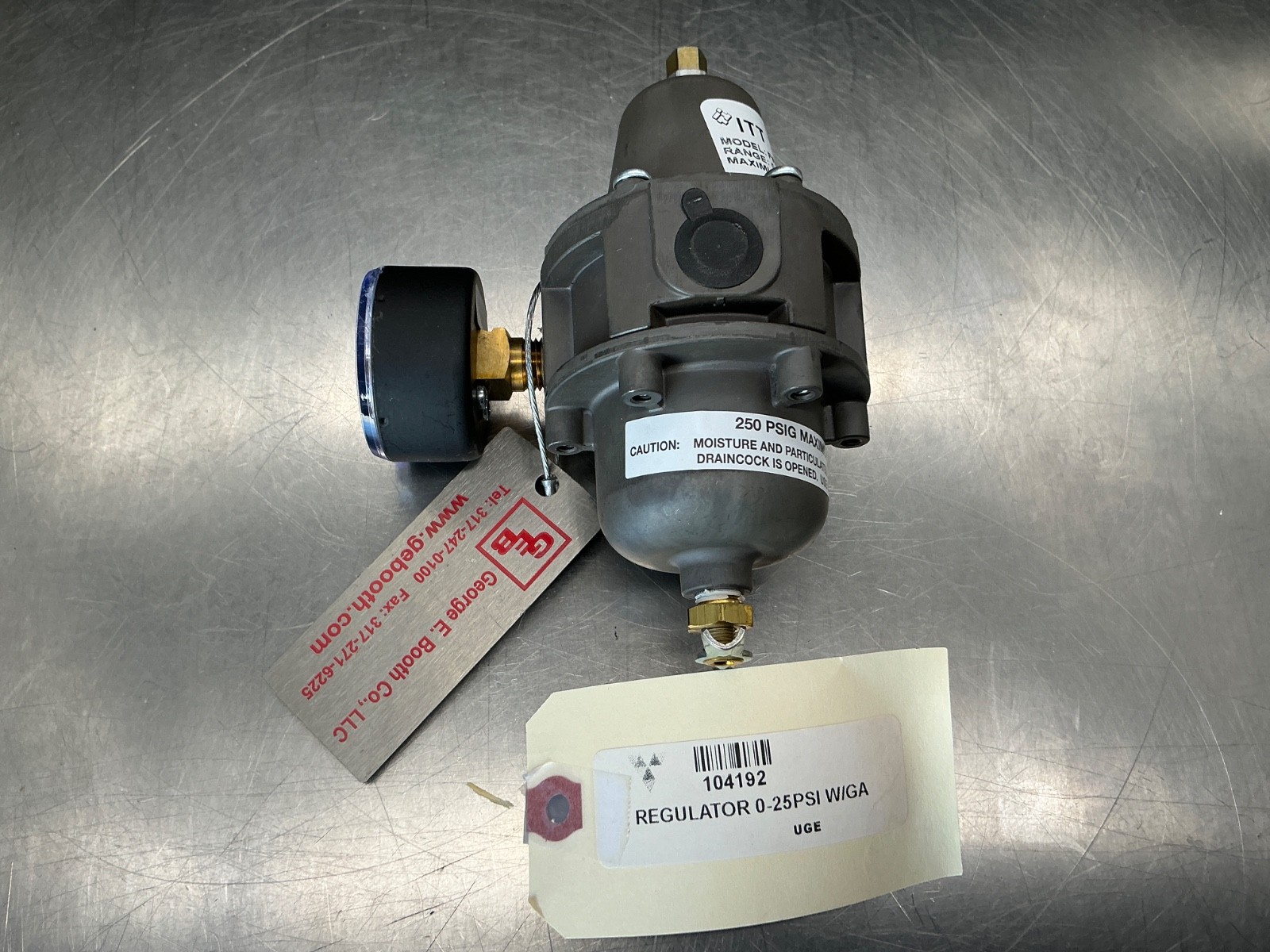 ITT FR95XSKEX1C Industrial Air Regulator 0-25psi, 250psi max inlet