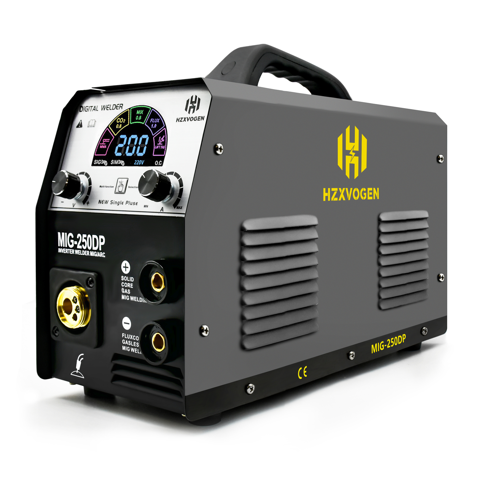 250Amp 5in1 Alu MIG Welding Machine Gasless Gas Pulse MIG Lift TIG Stick Welder