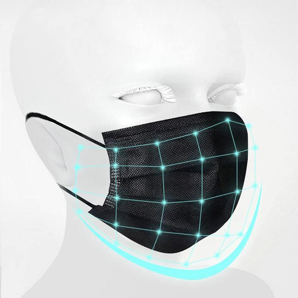 100Pcs Mascarillas Desechables Negras Cubierta De Mascarilla De Seguridad De…