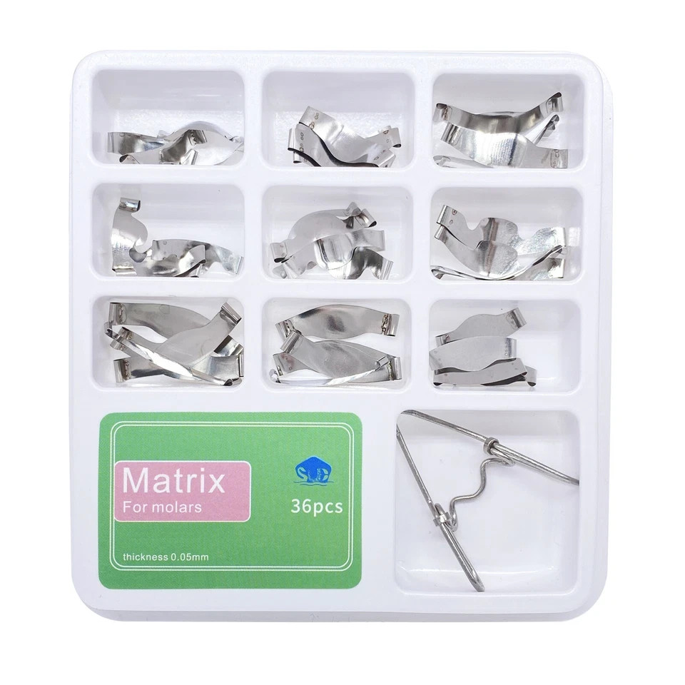 20Pcs/Pack Dental Saddle Contoured Matrix Metal Matrices Bands Spring clip