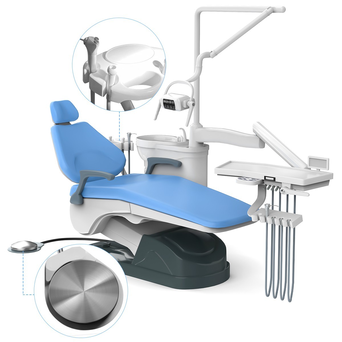 110V Dental Unit Chair Computer Controlled DC Motor PU Leather & Stool CE FDA