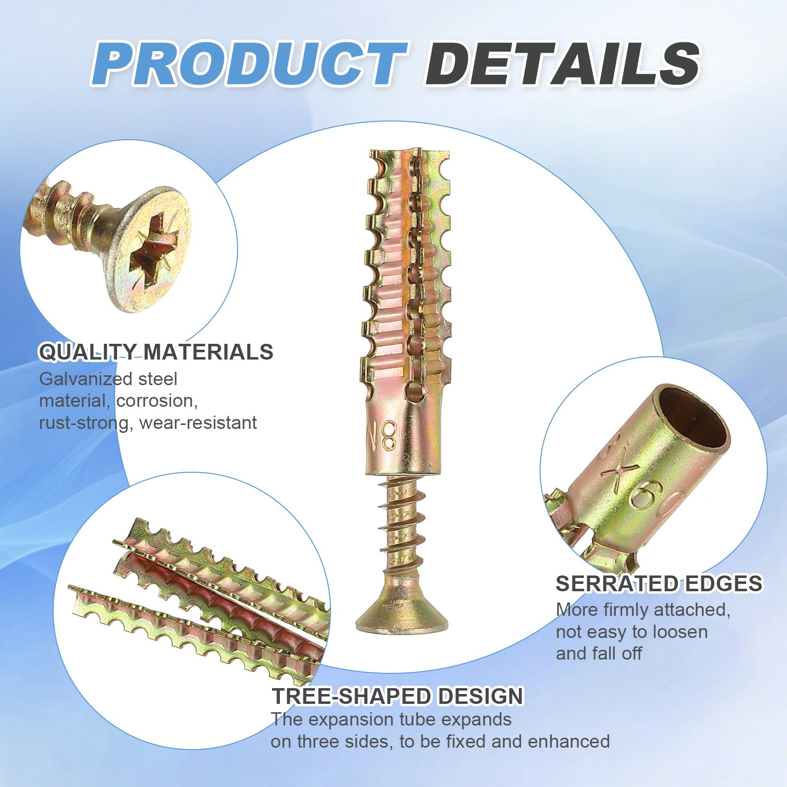0.2 x 1.57» 20 Pcs Drywall Hollow Wall Anchors with Screws for Wall Multicolor