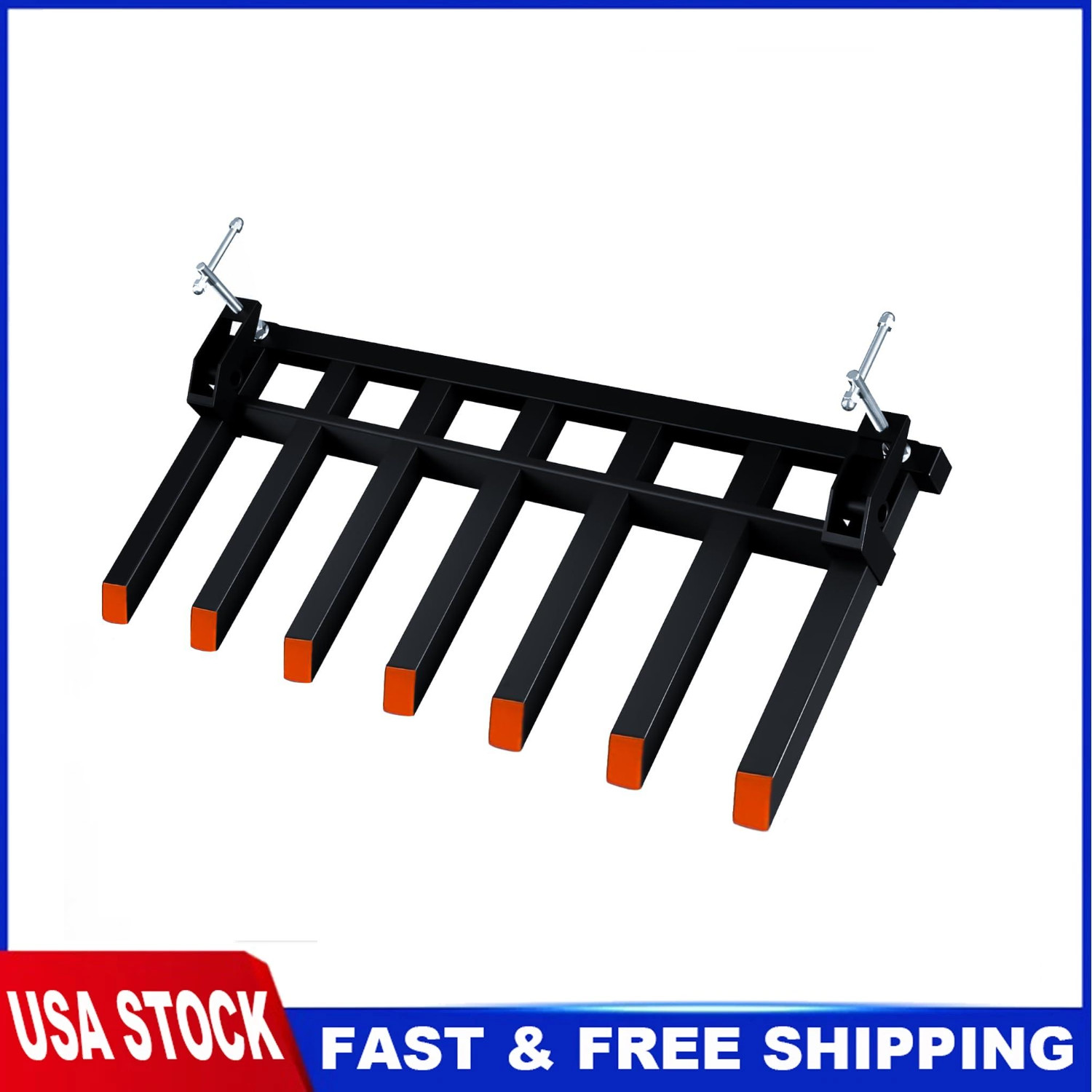 ✨7 Fork 5400LB Clamp on Debris Forks Fit 68″Bucket,Heavy Duty Tractor Attachment