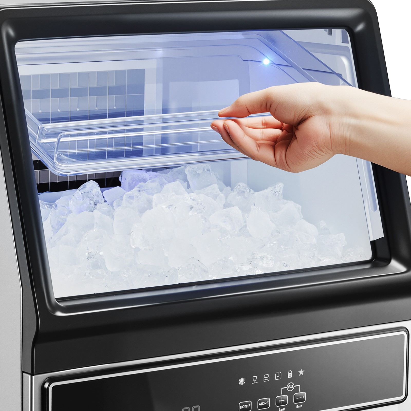 Uimoso 130Lbs/24H Commercial Ice Maker Bar Restaurant Built-in Ice Cube Machine