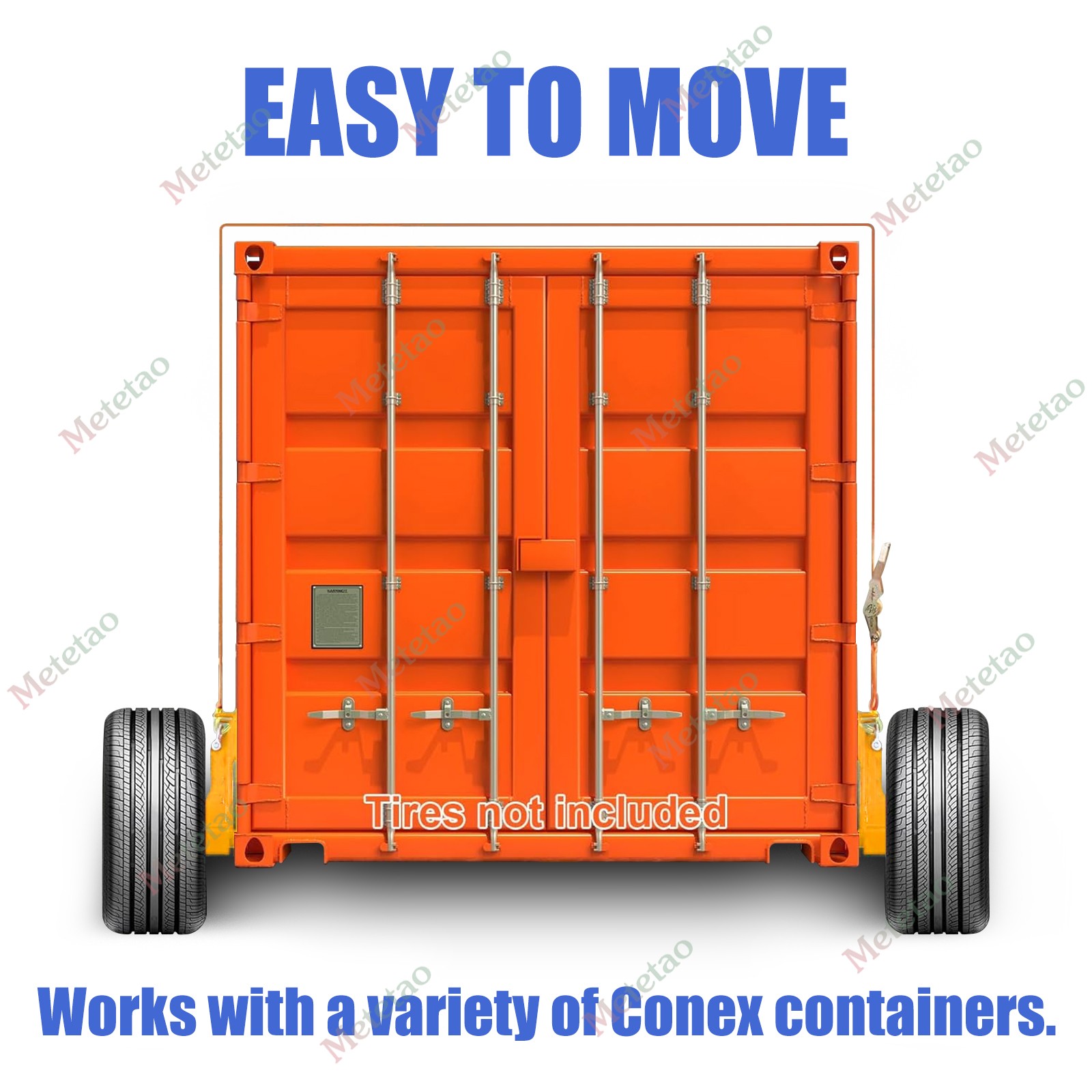 2Pack Shipping Container Wheels 8×6.5 Lug Wheels Kit with Ratchet Strap US