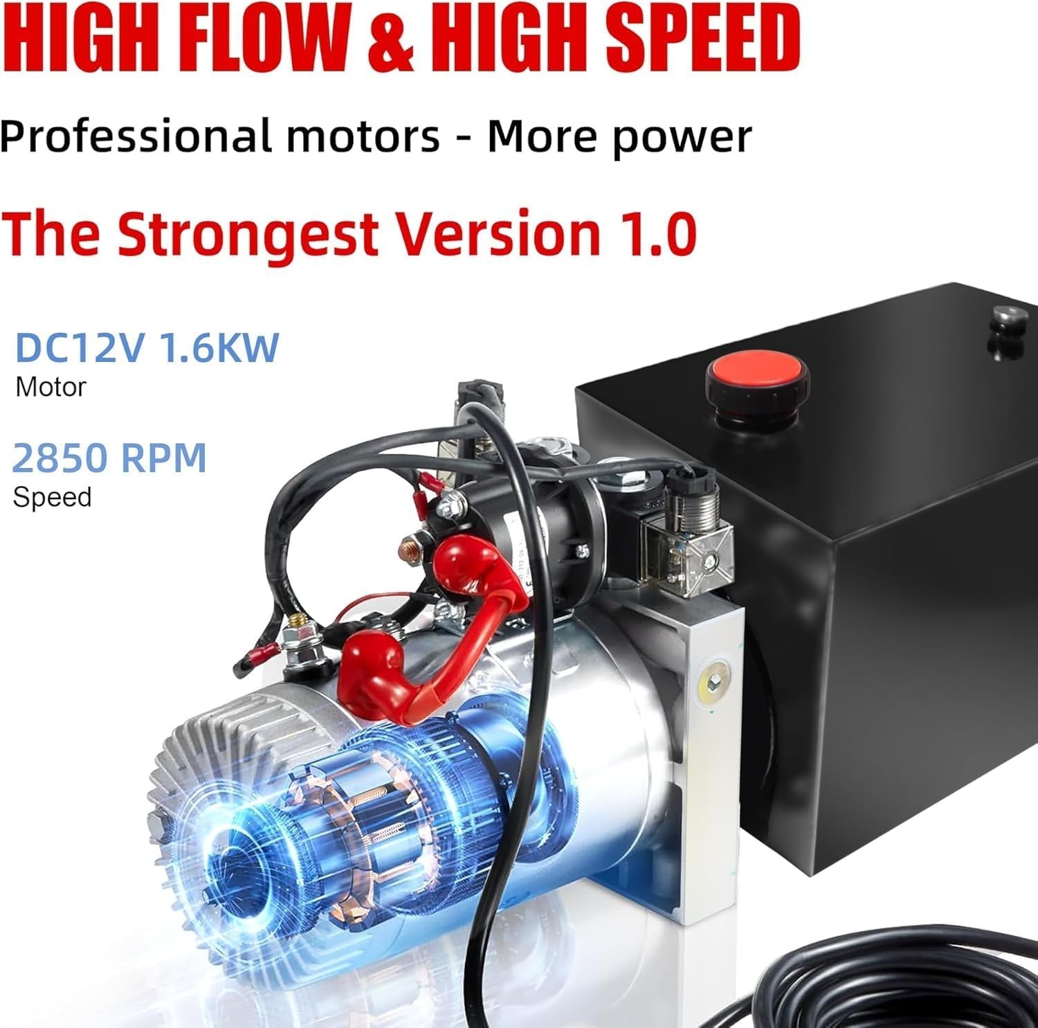 Single Acting Hydraulic Pump 10 Quart Hydraulic Power Units 12V DC SAE