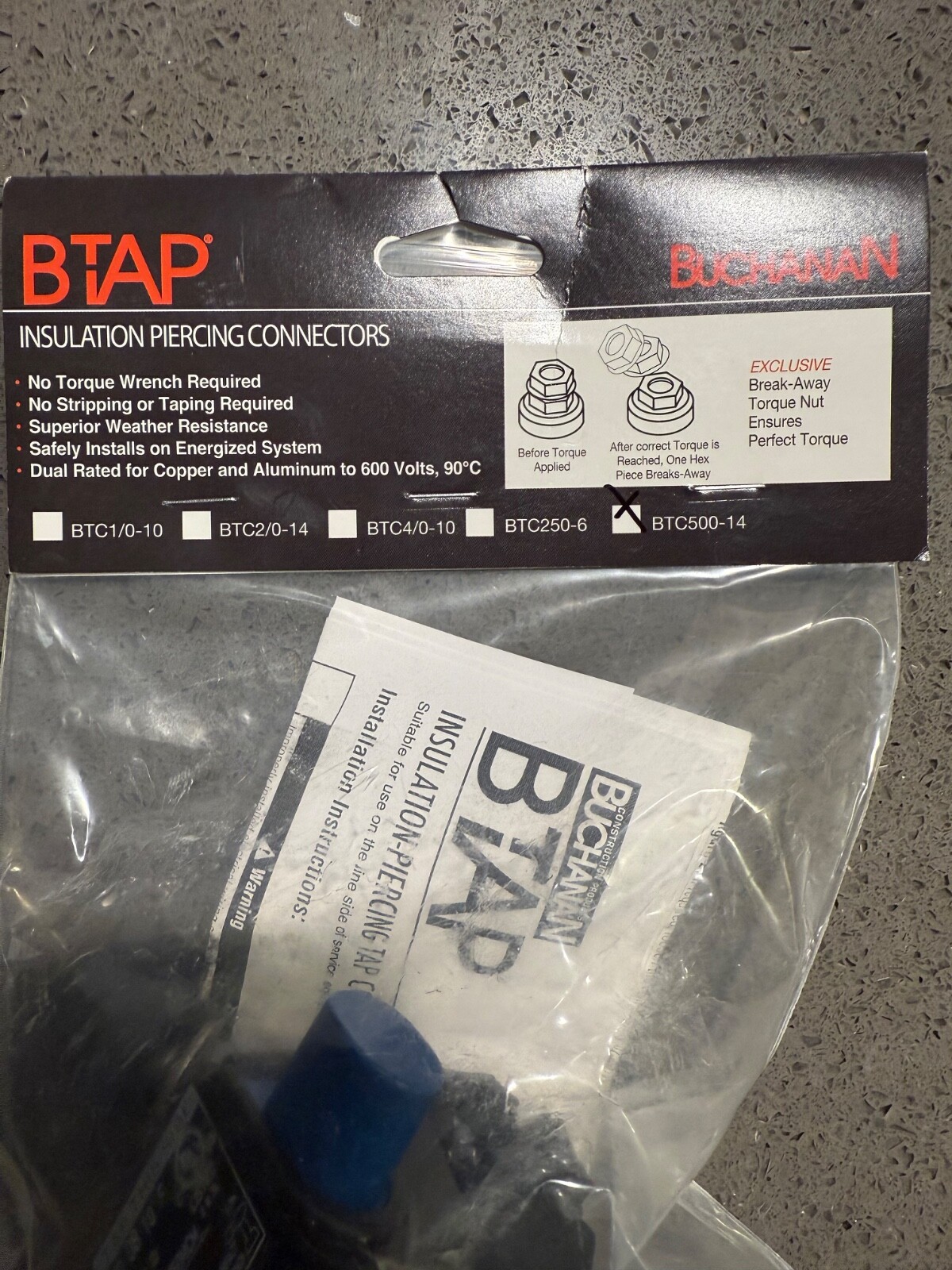 Buchanan BTAP BTC500-14 Insulation Piercing Tap Connectors. New