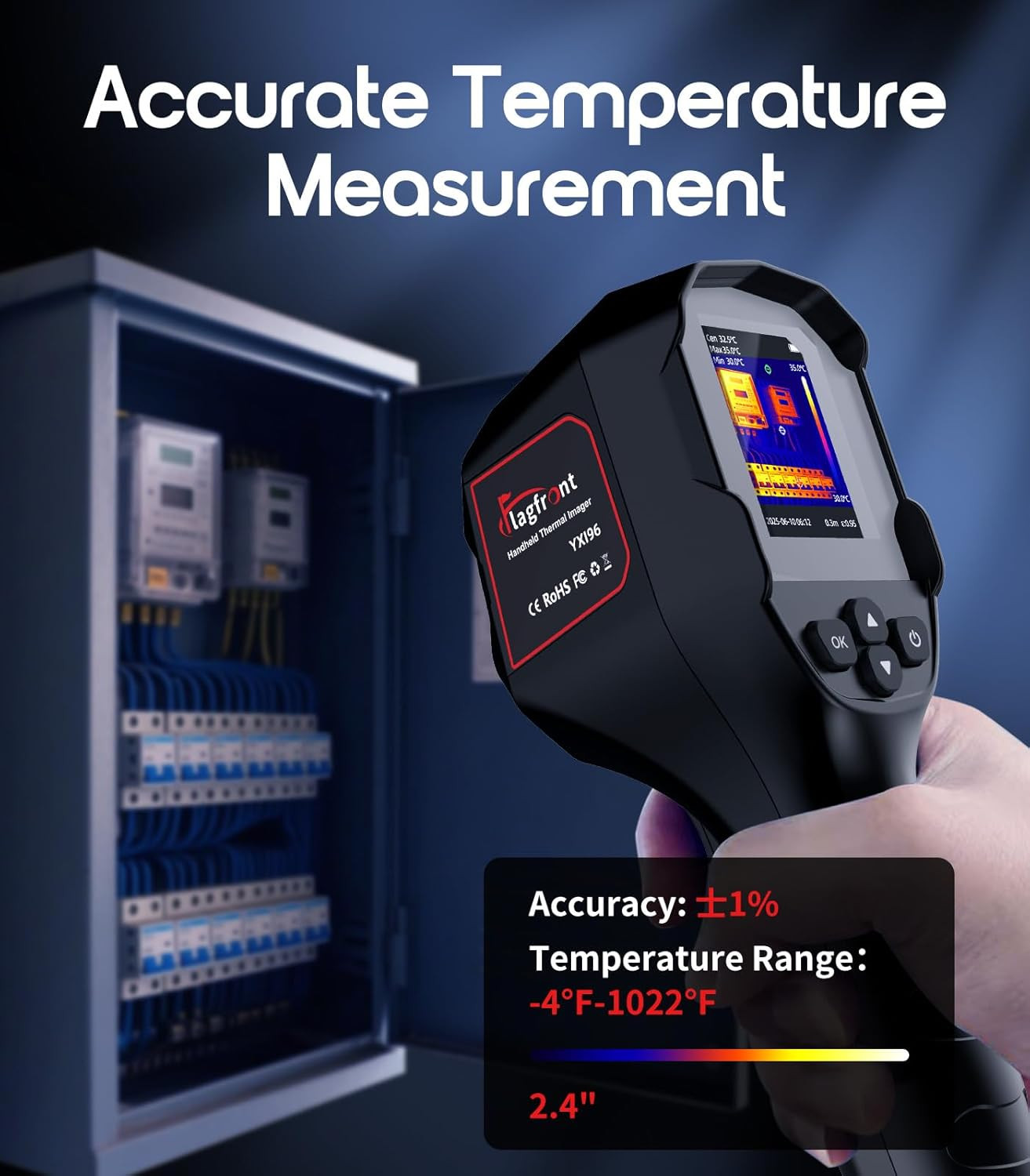 Thermal Camera, 240 X 240 TISR Resolution, -4°F to 1022°F Temp Range, 25Hz Infra