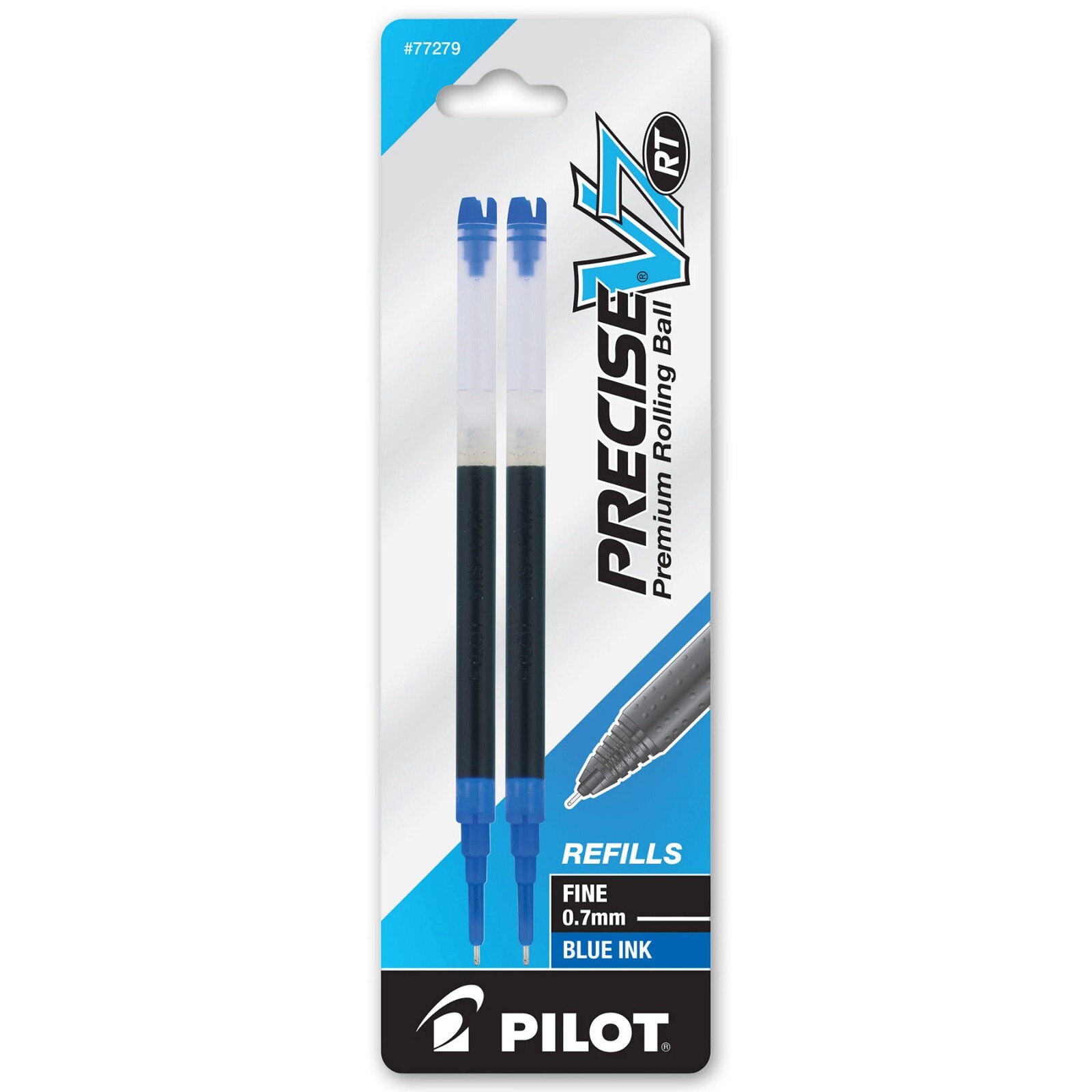 Pilot Precise V7 RT, 3 Pens With 4 Packs of Refills, Blue Ink, 0.7mm Fine Point