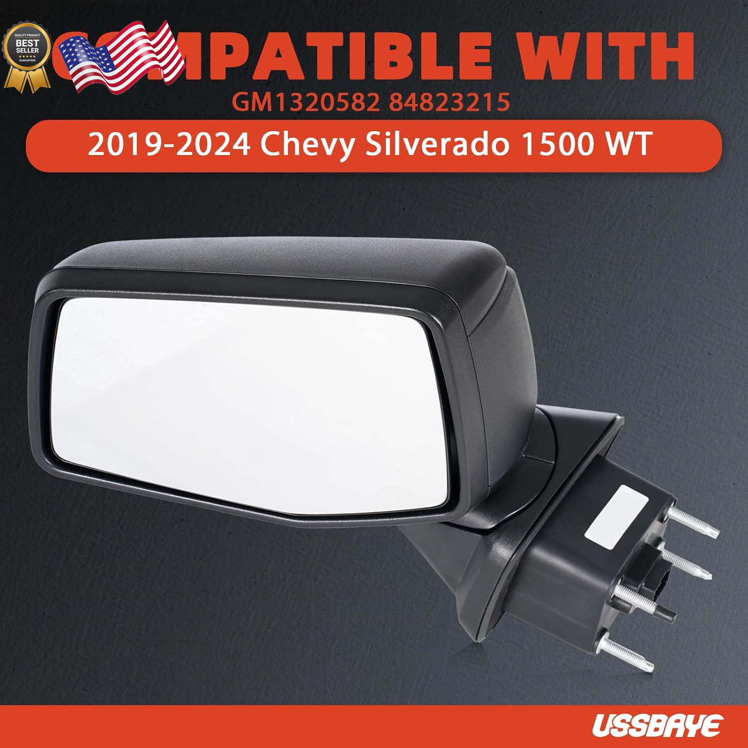 Side Mirror Compatible with 2019-2025 Chevy Silverado 1500/1500LTD WT View