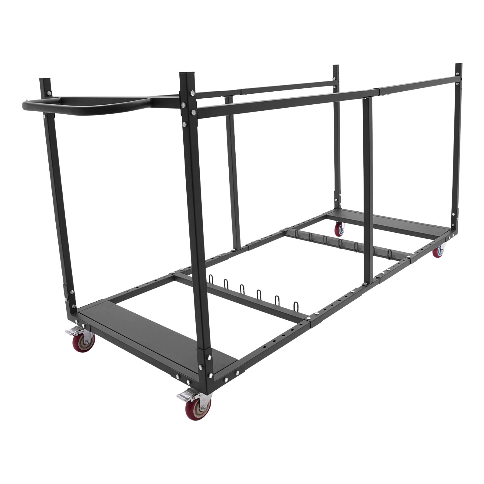 Adjustable Q235 Steel Folding Table Cart – Holds 10 Tables, 4 Swivel Wheels