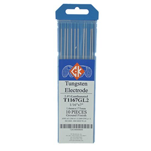 CK T1167GL2 2% Lanthanated Tungsten Electrode 1/16″ X 7″, 10 pack